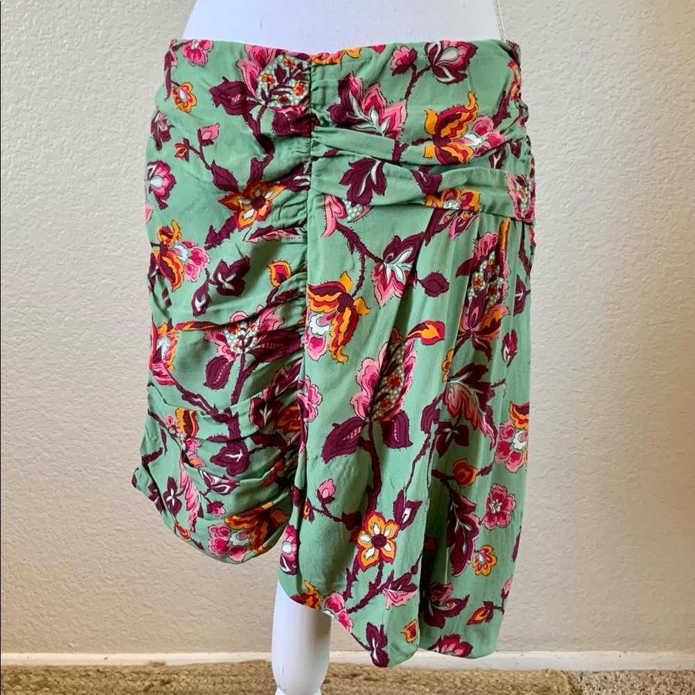 Zara Floral Ruched Asymmetrical Skirt NWT